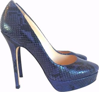 Jimmy Choo London Cosmic Snakeskin Leather Platform Pumps Size 36.5