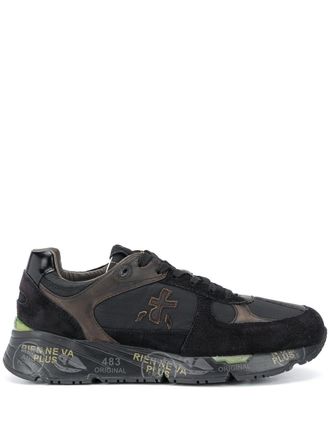 Premiata logo low-top sneakers - men - Leather/Leather/Rubber/Fabric - 11 - Black