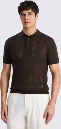 Moss Brown Pointelle Polo Shirt