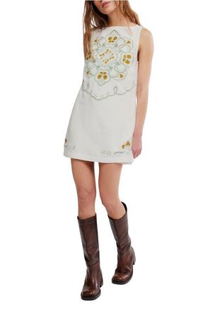 Free People Electric Garden Embroidered Minidress in Ivory Combo at Nordstrom, Size X-Large