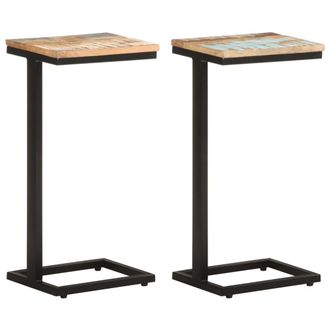vidaXL Vidaxl - Tavolini Laterali 2 Pz 31,5x24,5x64,5 Cm Massello Di Recupero