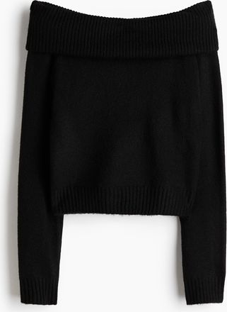 H&M Schulterfreier Pullover - Schwarz