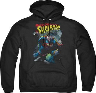 Gildan Superman Through The Rubble Adult Pull Over Hoodie / Hooded Sweatshirt