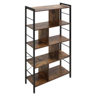 HOMCOM Homcom Libreria Industriale A 5 Ripiani Con Scomparti Aperti, Marrone Rustico