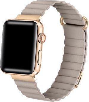 Posh Tech Riley Magnetic Leather Band for Apple Watch in Khaki at Nordstrom