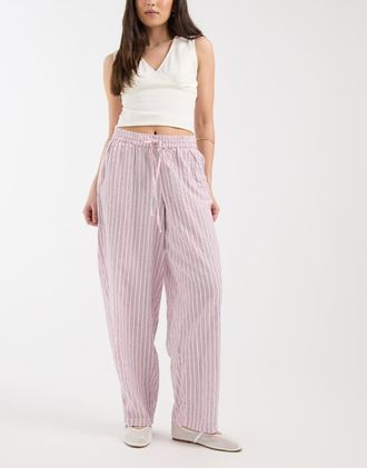 Jack & Jones Pantaloni bombati in seersucker a righe rosa