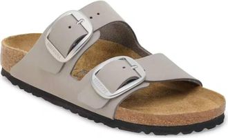 Birkenstock Mens Arizona Big Buckle Oiled Leather Sandal In Stone Coin