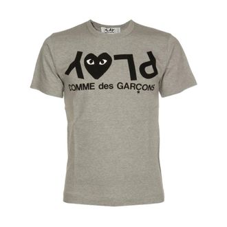Comme Des Gar&ccedil;ons Grey T-shirt with Logo Print - male - Comme des Gar&ccedil;ons - T-Shirts - Gray - XL - Tops