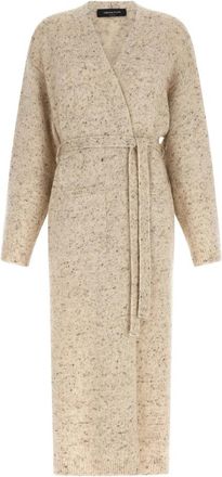 Fabiana Filippi Kardigan in wikkelstijl - Dames - Lange truien - Beige - XS - Wol - Truien & Vesten