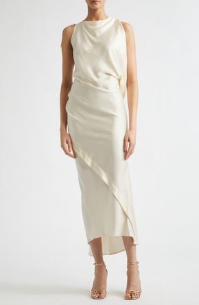 Victoria Beckham Draped Crepe Back Satin Dress in Elderflower at Nordstrom, Size 12