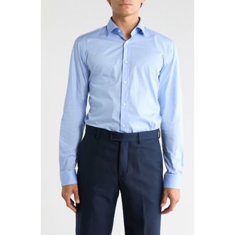 BOSS Valerio Solid Cotton Button-Up Shirt in Light/Pastel Blue at Nordstrom Rack, Size 16.5