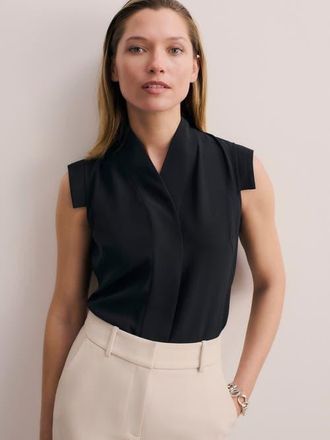 The Fold Bowery Sleeveless Silk Blouse in Black at Nordstrom, Size 12