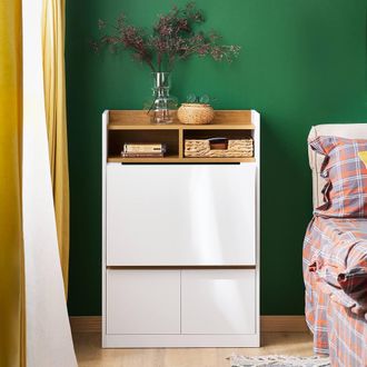 SoBuy Fold-Down Office Desk - Space-Saving Design in White