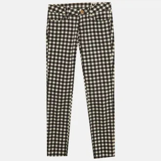M Missoni Monochrome Plaid Cotton Low Rise Pants