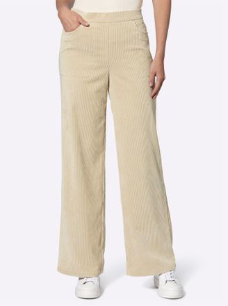 Heine Cordhose HEINE, Damen, Gr. 34, Normalgr&ouml;ssen, beige (sand), 80% Polyester, 18% Polyamid, 2% Elasthan, unifarben, Hosen Cordhose