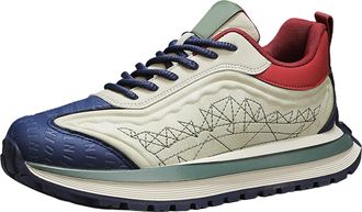 Generic Mesh Contrast Color Retro Casual Shoes Mens Autumn and Winter Thick Personalized Sports Shoes Sneaker Shelf for Men Basketball (Beige, 6.5)