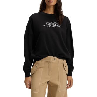 Boss Orange by Hugo Boss Star Logo Embroidered Sweatshirt in Blk at Nordstrom Rack, Size Small