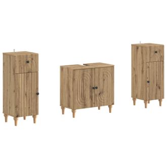 vidaXL Juego De Gabinete De Ba&ntilde;o De 2 Piezas Alkmaar Roble Artisan Vidaxl
