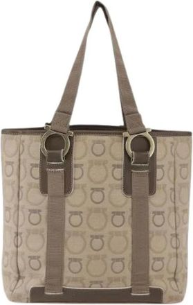 Ferragamo Pre-owned Canvas Schoudertas - Dames - Vintage Shopper - Beige - ONE Size - Vintage
