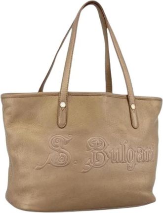 Bulgari Pre-owned Vintage Tote Bag - Dames - Vintage Shopper - Beige - ONE Size - Leer - Vintage