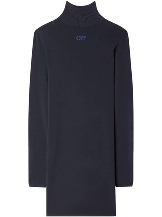 Off-white Abito corto con intarsio - Blu