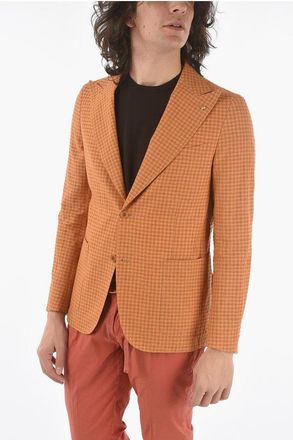 Corneliani CC COLLECTION gingham checked side vents peak lapel REWARD 2 size 50