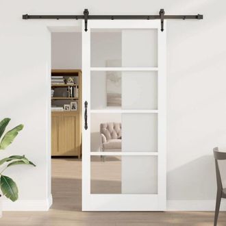 vidaXL Vidaxl - Puerta Deslizante Manual Blanco 93 X 211 Cm Madera Y Metal