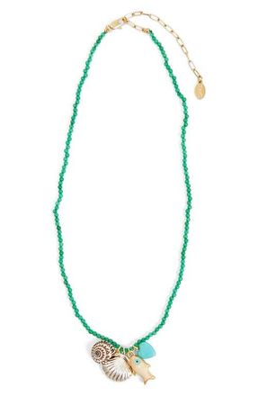 Clare Vivier Beaded Charm Necklace in Green Multi at Nordstrom