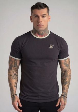 Siksilk Mens Grey,Ecru Ringer T-Shirt XXL