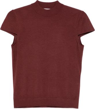 Dorothee Schumacher Essential Ease T-shirt met korte mouwen en hoge hals - Rood