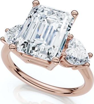 Pompeii3 Certified 2.50 - 5.50Ct Emerald & Heart Shape Diamond Engagement Ring 14k Gold Lab Grown