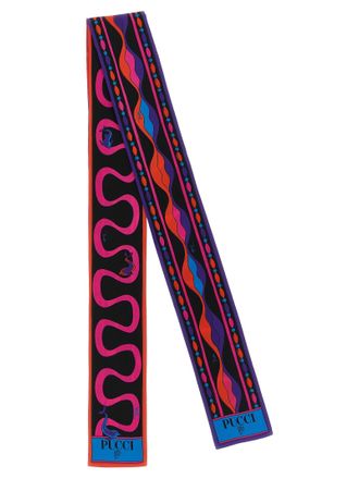 Emilio Pucci Onda and Nawaho Print Silk Scarf - Black