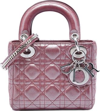 Dior Pre-owned Dior Mini Iridescent Lambskin Cannage Lady Dior Ladies ATKAKOCHRGAL1X6G
