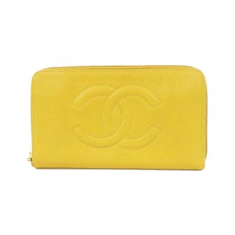 Chanel Yellow Grained Calfskin Long Wallet (Bi-Fold) (Pre-Owned)