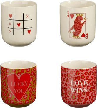 MiCa Decorations Taza con plato rosa h9xb7.5xl7.5cm