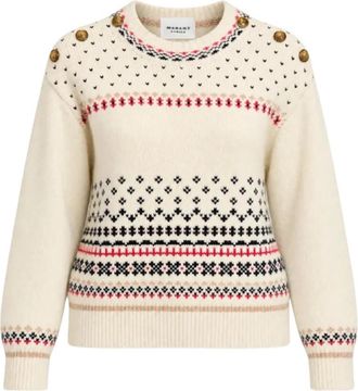 Isabel Marant Gebreide kleding - Dames - Ronde hals truien - Beige - S - Katoen - Truien & Vesten