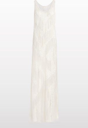 Jenny Packham Symphonie Fringed Dress in Ivory at Nordstrom, Size 12 Uk