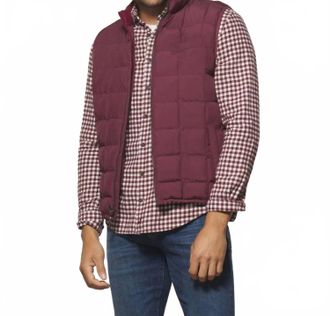 Johnnie-O Enfield Zip Front Quilted Puffer Vest In Merlot