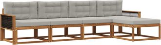 vidaXL Conjunto De Sof&aacute;s De Exterior 5 Uds. Natural Y Gris Claro Vidaxl