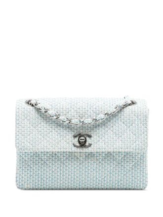 Chanel 1996-1997 CC Quilted Tweed Chain Flap shoulder bag - Blue