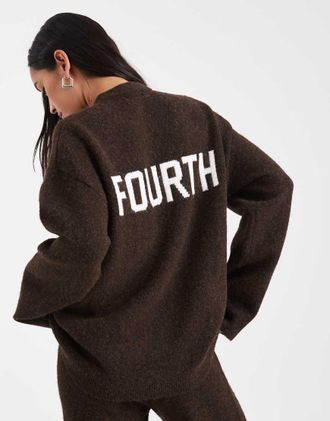 4th & Reckless Maglione color cioccolato oversize effetto lana con logo sul retro in coordinato-Marrone