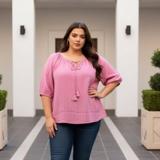 Style & Co. Tassel Blouse In Blush