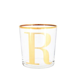 KASANOVA Bicchiere vetro con iniziale oro Lettera R