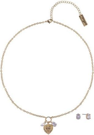 Hallmark Gold Tone Nana Rose Pendant Necklace and Earring Set in Clear-Gold at Nordstrom