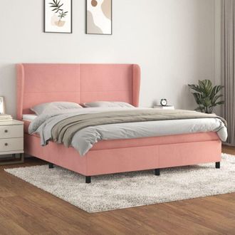 vidaXL Vidaxl - Cama Box Spring Con Colch&oacute;n Terciopelo Rosa 160x200 Cm