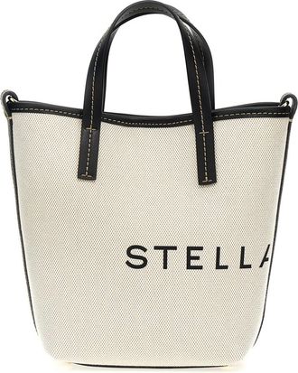 Stella McCartney Logo Canvas Crossbody Tote Bag - Dames - Tassen - Beige - Maat: ONE Size Katoen