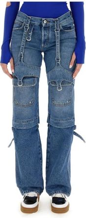 Off-white Cargo Jeans - Dames - Regular Fit Jeans - Blauw - W26 - Katoen - Jeans