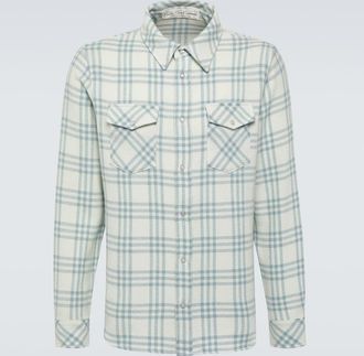 God's True Cashmere Morning Dew plaid cashmere shirt