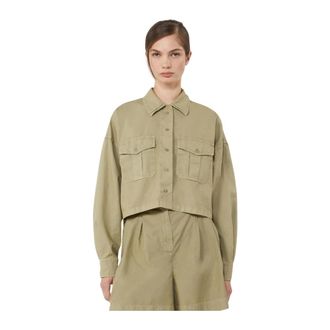 Max Mara Shirts, female, Green, Size: 2XL Boxy Cotton Panama Shirt