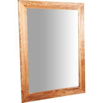 Biscottini International Rectangular solid lime wood natural finish W90xDP3xH120 cm Made in Italy sized Hanging Wall Mirror